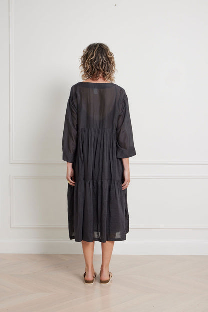 Lili Cotton/Silk Tiered Dress - Montaigne Paris