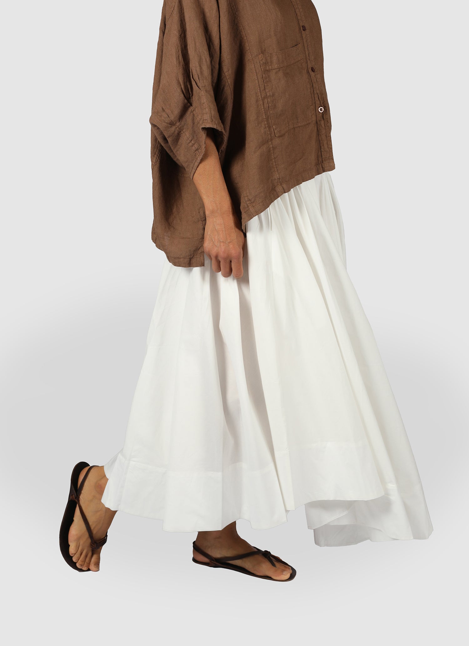 Full Asymmetrical Cotton Poplin Skirt