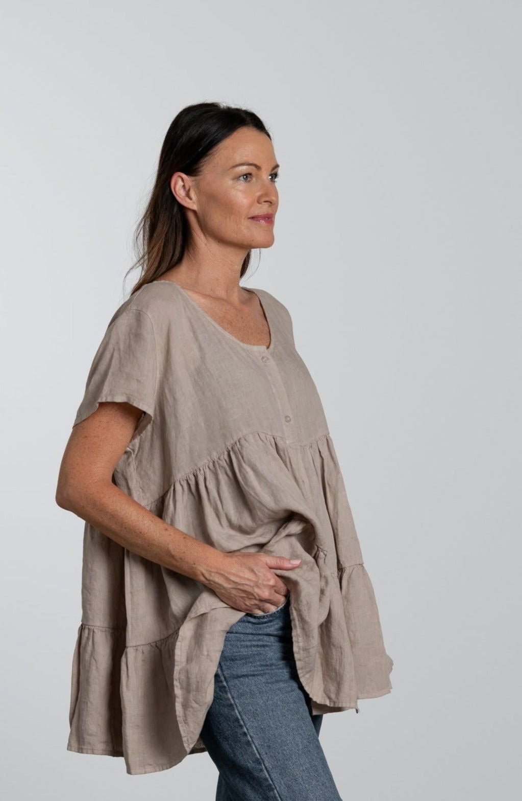 Violette Linen Tiered Top – Montaigne Paris