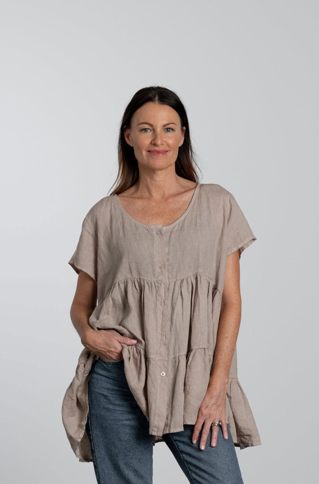 Violette Linen Tiered Top - Montaigne Paris