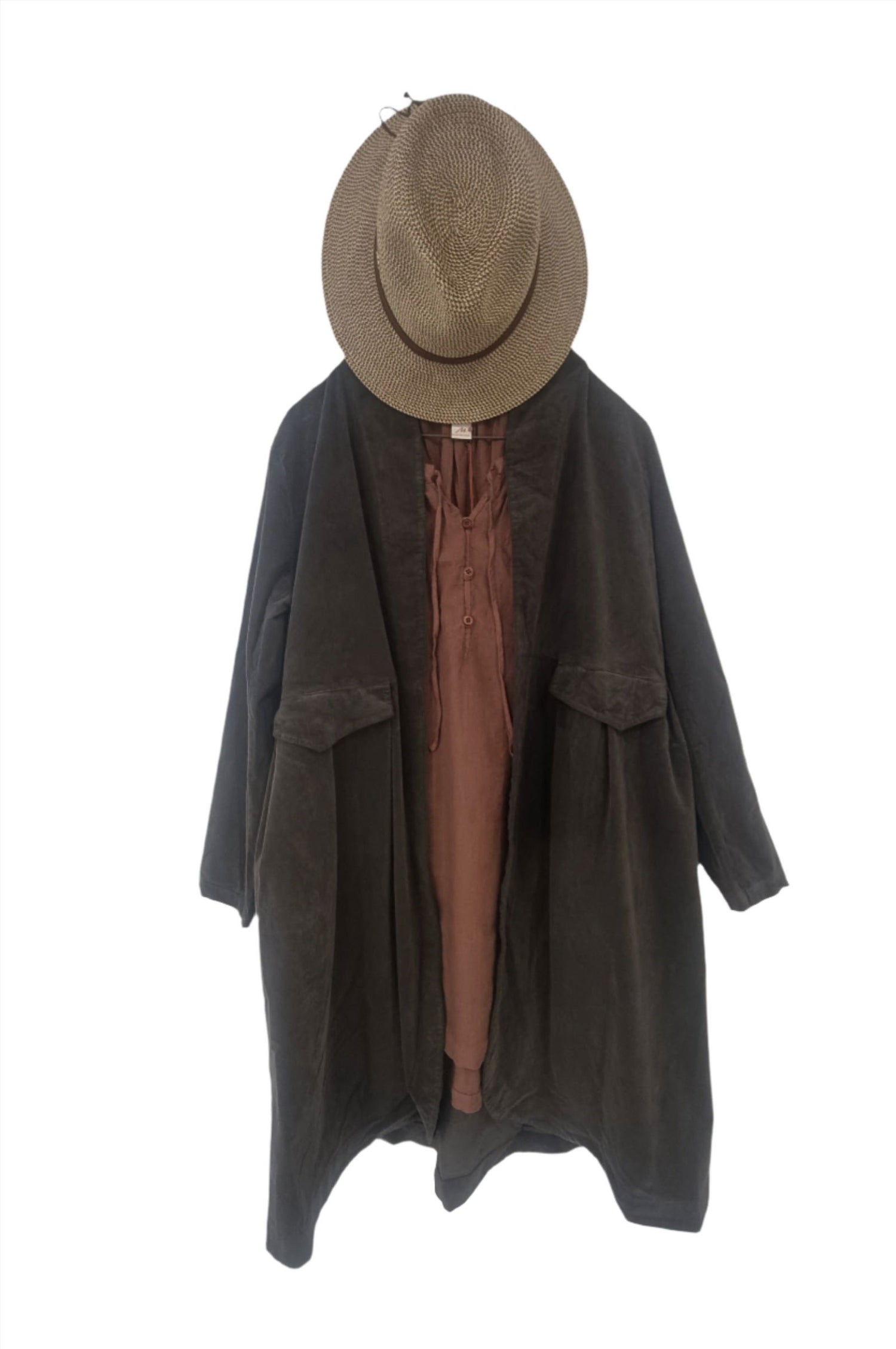 Frederic x Montaigne Pissarro Longline Velvet Coat Chocolate