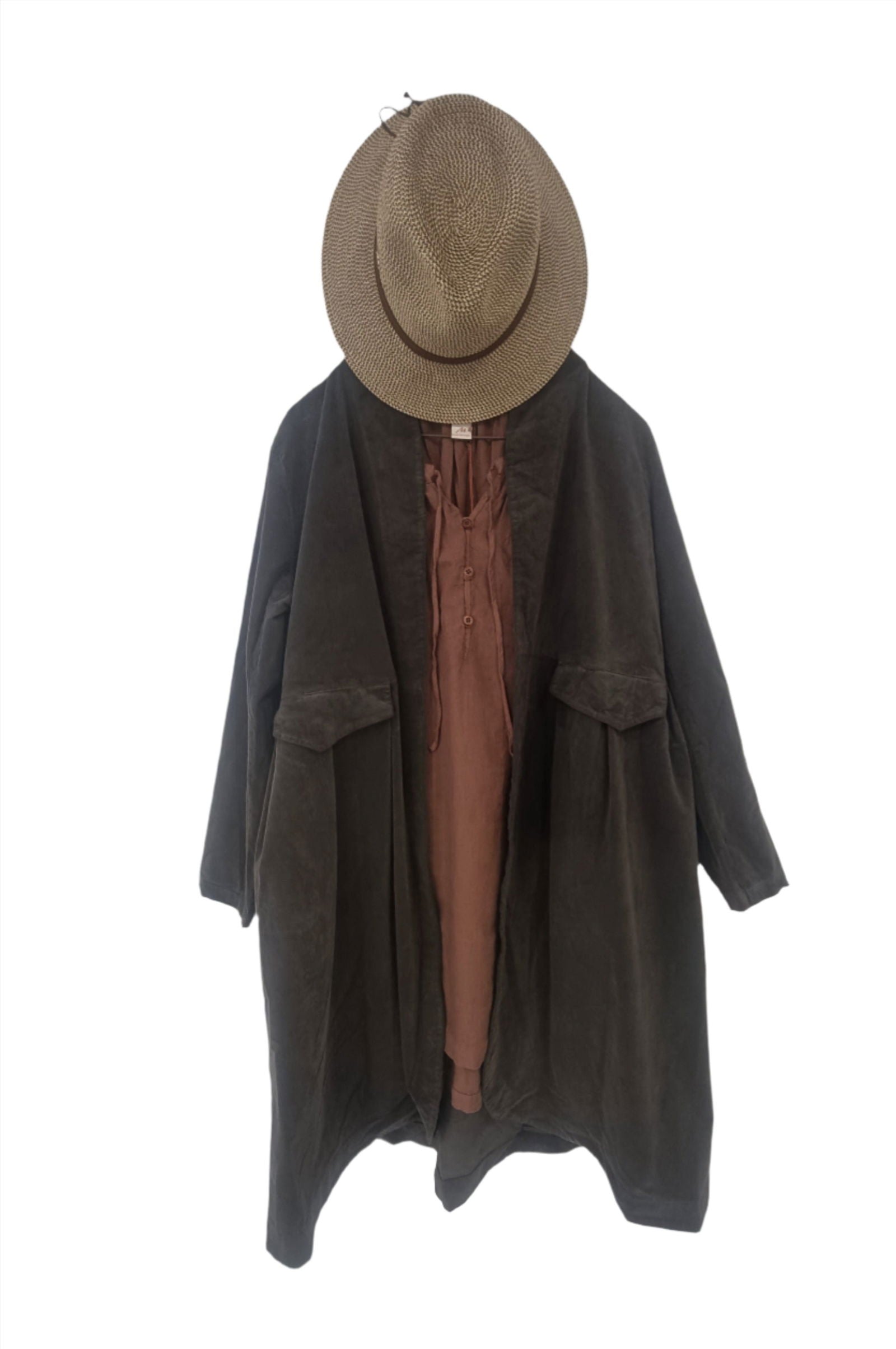 Frederic x Montaigne Pissarro Longline Velvet Coat Chocolate