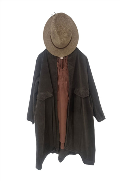 Frederic x Montaigne Pissarro Longline Velvet Coat Chocolate