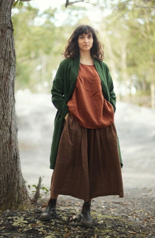 Frederic x Montaigne Pissarro Longline Velvet Coat Forest Green2