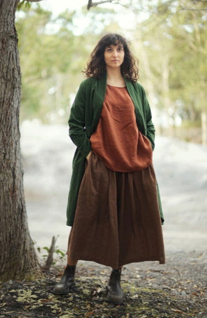 Frederic x Montaigne Pissarro Longline Velvet Coat Forest Green2