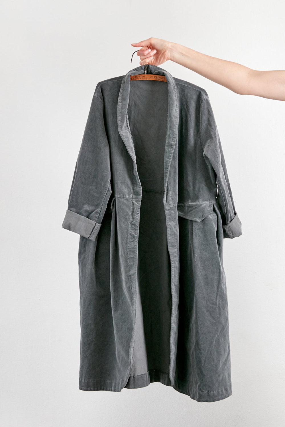 Frederic x Montaigne Pissarro Longline Velvet Coat Petrol