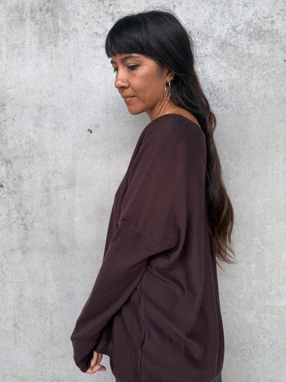 Laurant 100% Australian Merino Superfine Loose Summer Knit Rich Brown3