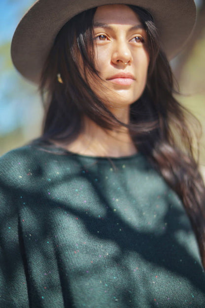 Montaigne 100% New Zealand Lambswool Jumper Green Melange1