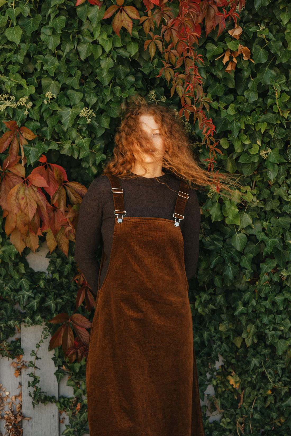 Corduroy Cotton Midi Overall Style Dress