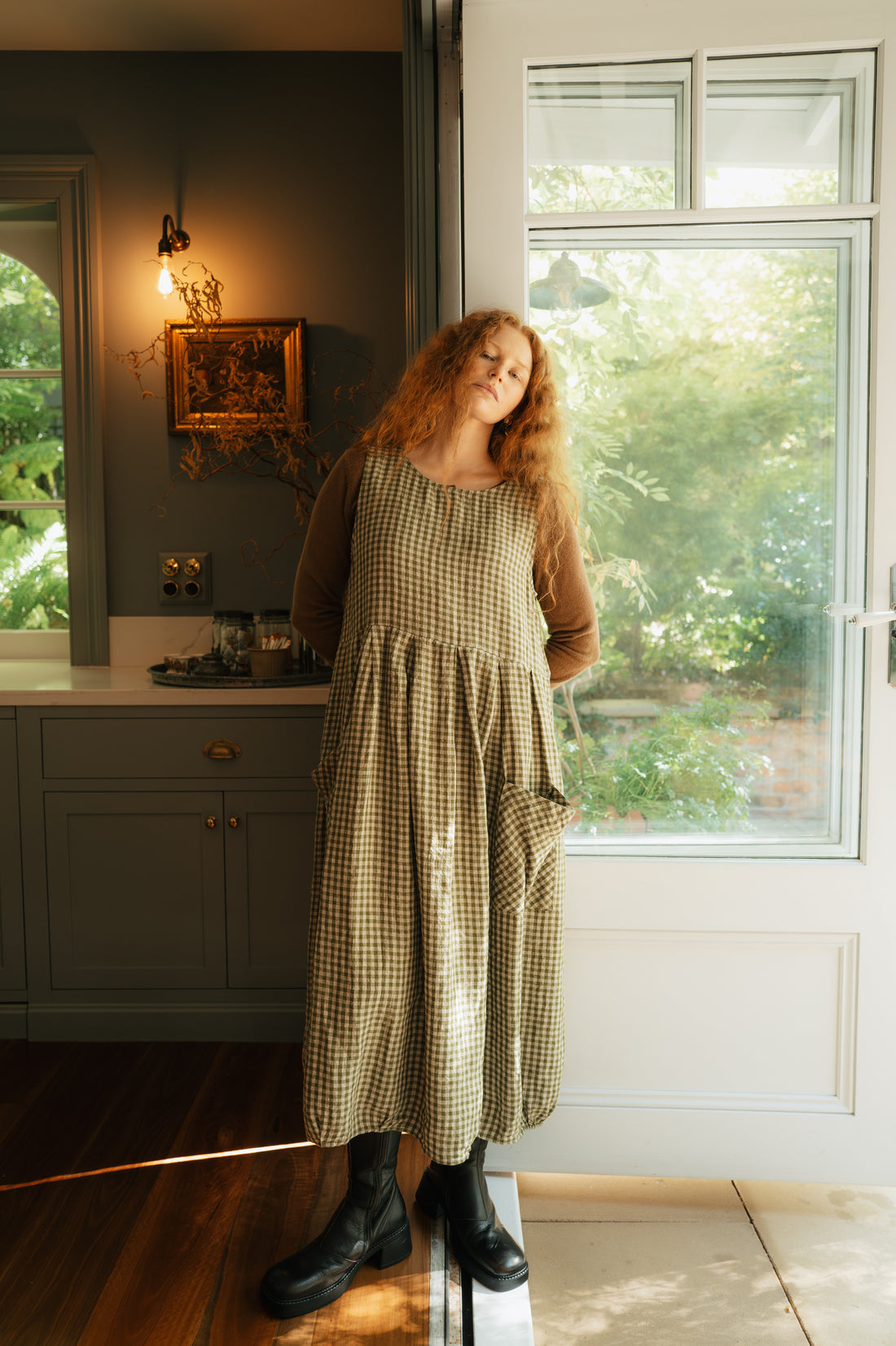 Sartene French Linen Dress in Gingham