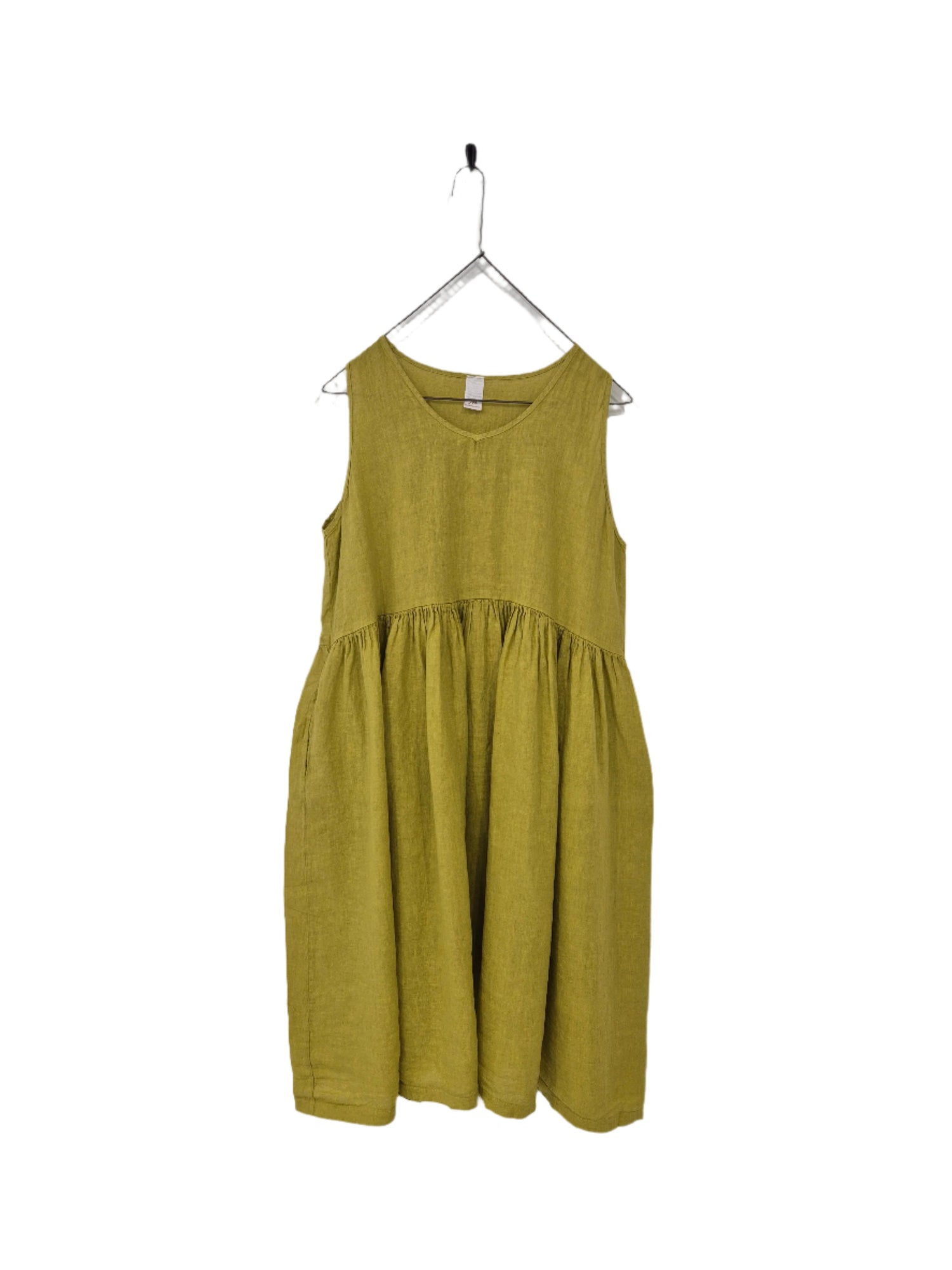 Montaigne Adelaide Sleeveless Linen Dress with Pockets Acid Green1