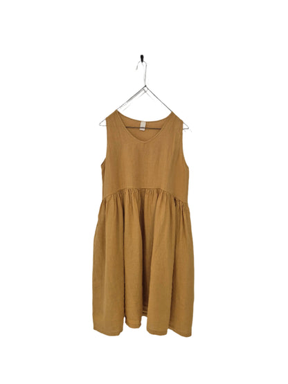 Montaigne Adelaide Sleeveless Linen Dress with Pockets Mustard