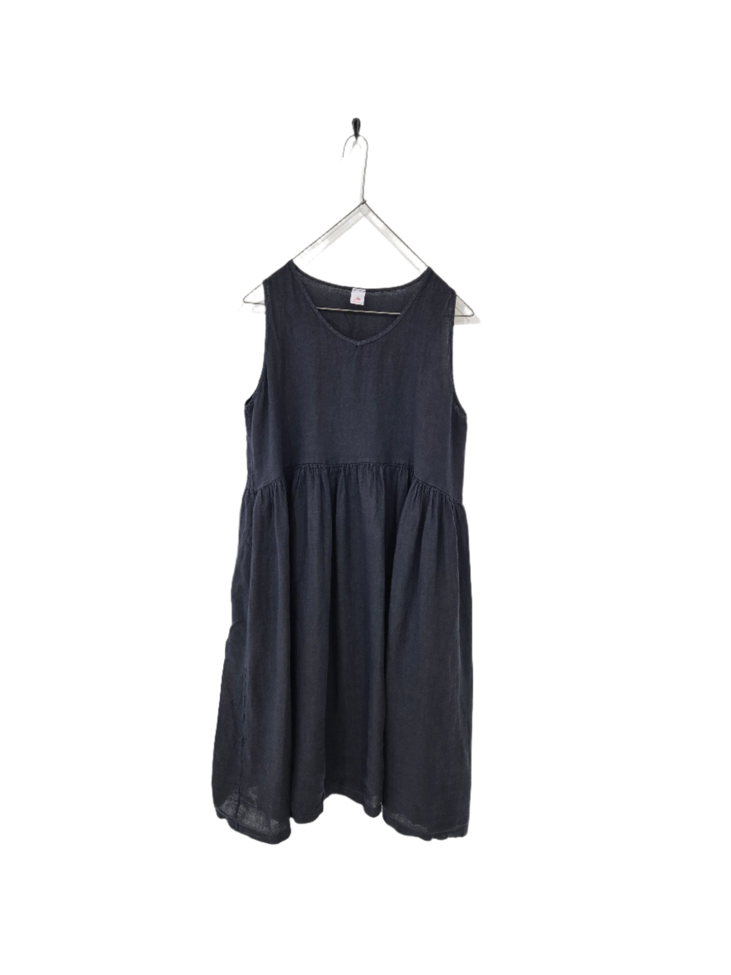 Montaigne Adelaide Sleeveless Linen Dress with Pockets Navy