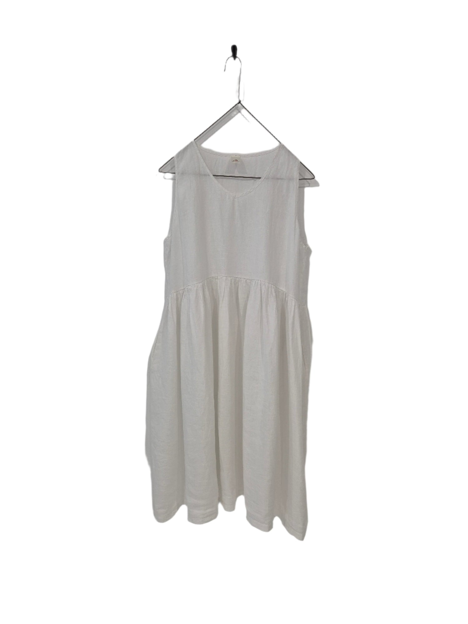 Montaigne Adelaide Sleeveless Linen Dress with Pockets White