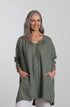 Montaigne Adele Linen Smock with Front Tie Khaki