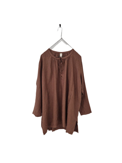 Montaigne Adele Linen Smock with Front Tie Tobacco