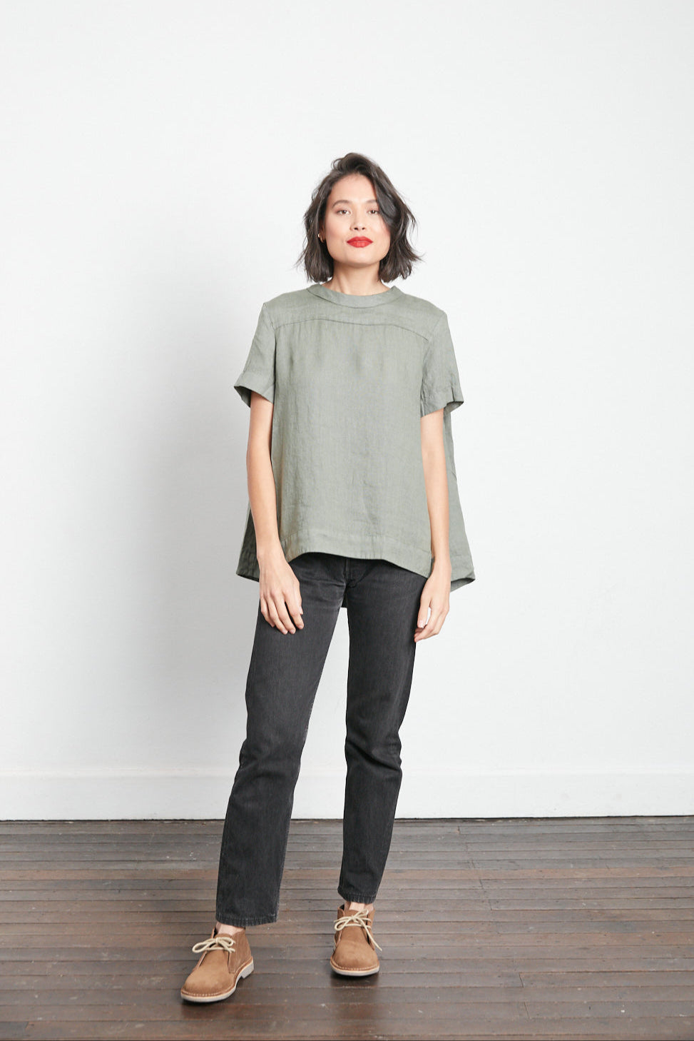 Montaigne Adéline Linen Swing Top Khaki5