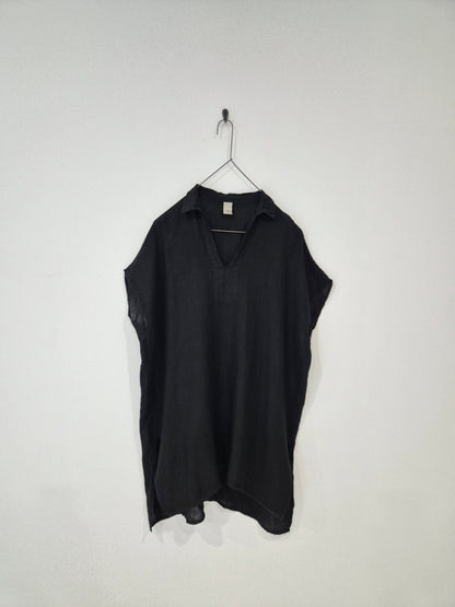 Montaigne Adrienne Linen Collared Shirt Black