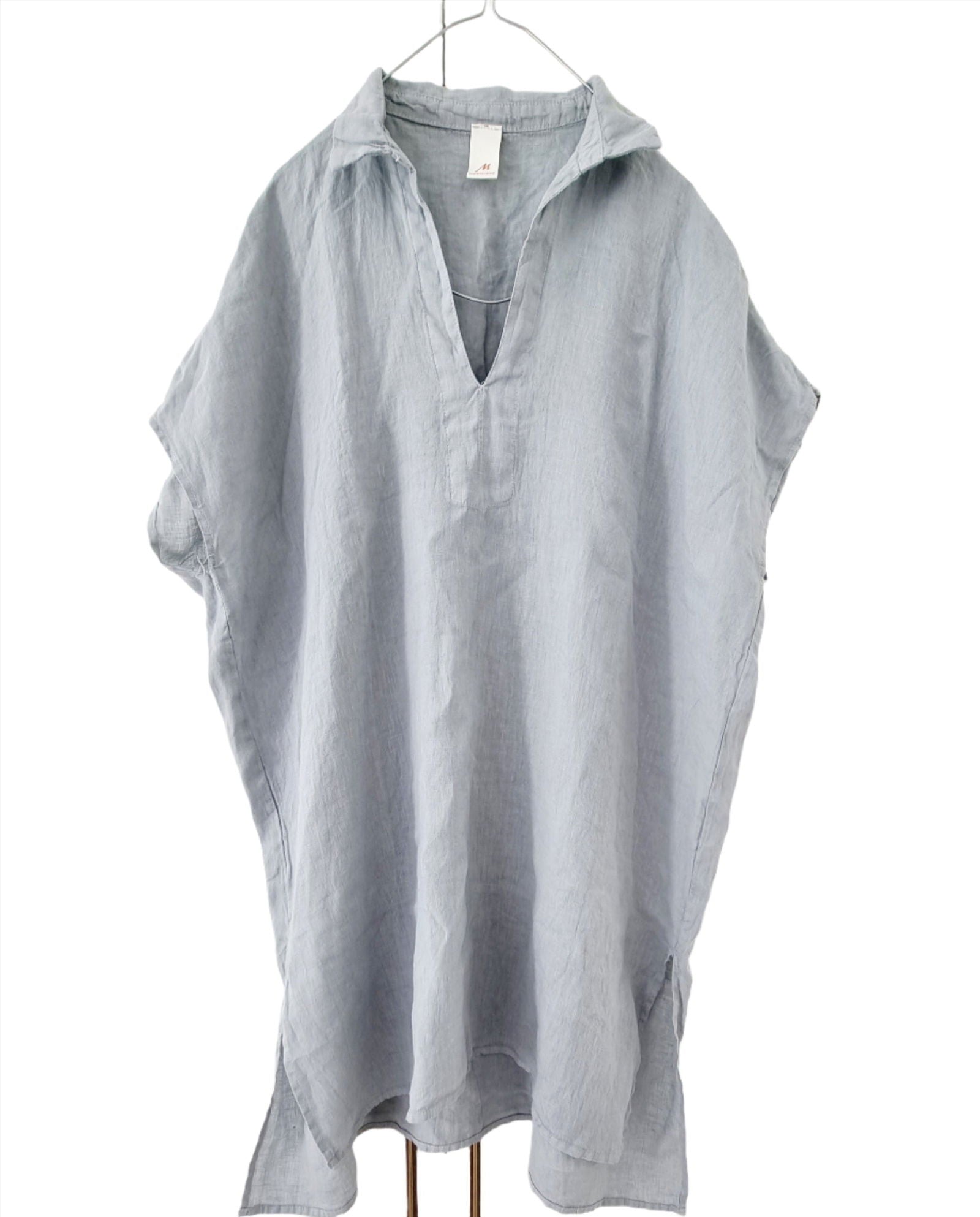 Montaigne Adrienne Linen Collared Shirt Silver