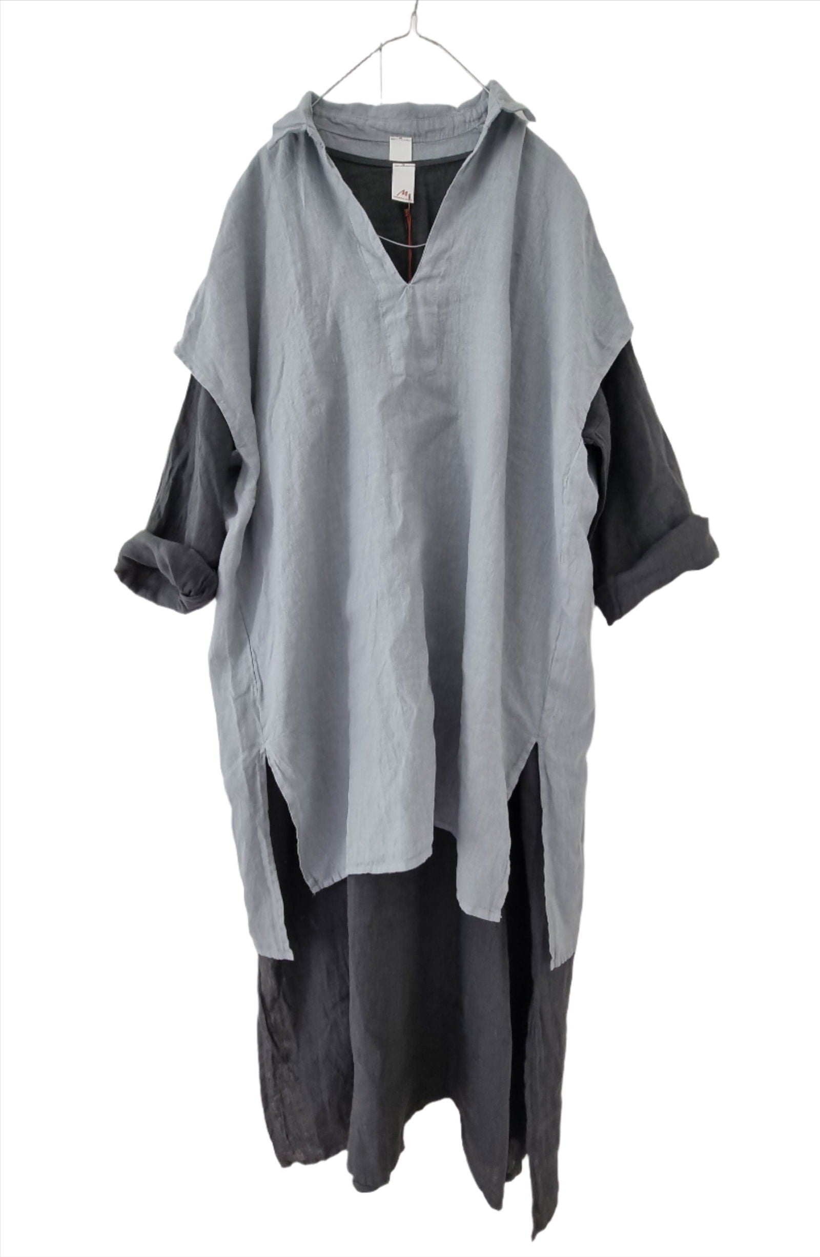 Montaigne Adrienne Linen Collared Shirt Silver1