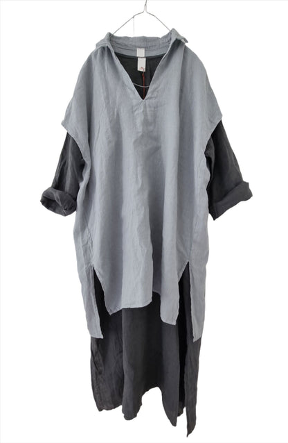 Montaigne Adrienne Linen Collared Shirt Silver1