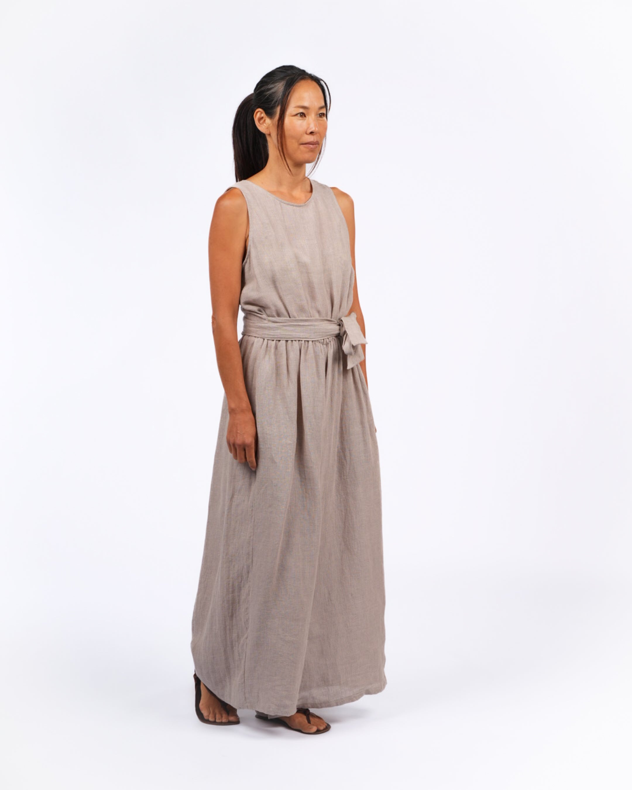 Montaigne Alba French Linen Tie-Waist Jumpsuit In Houndstooth6