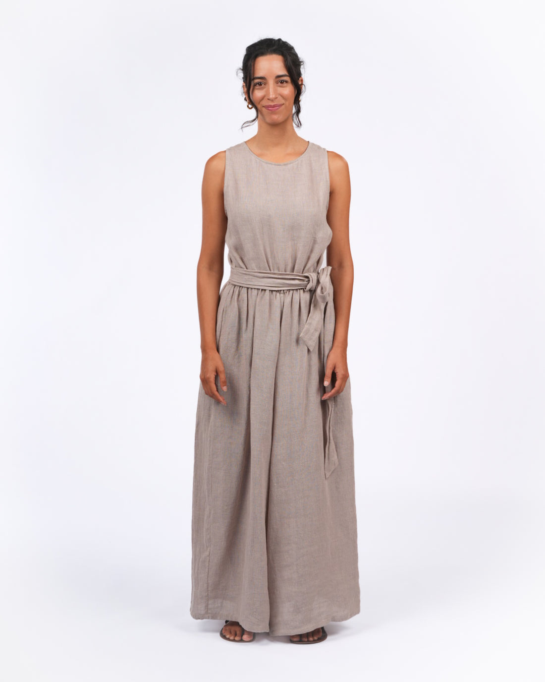 Montaigne Alba French Linen Tie-Waist Jumpsuit