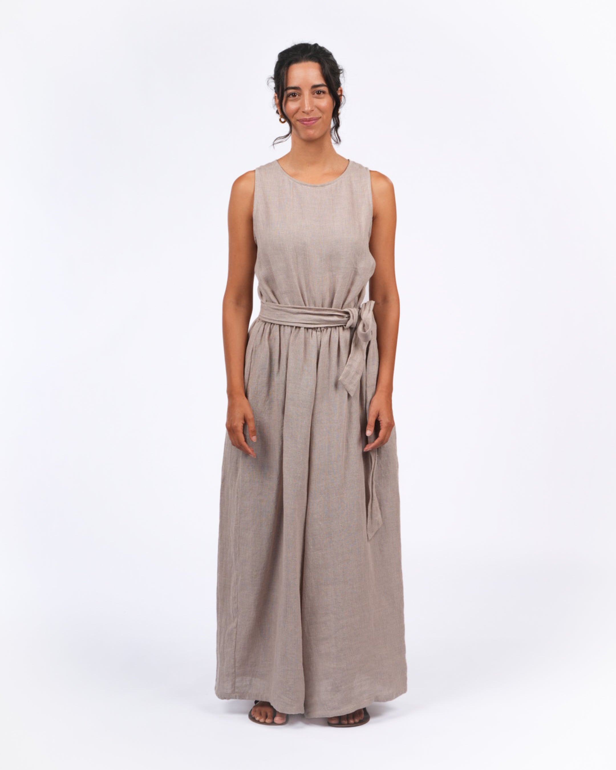 Montaigne Alba French Linen Tie-Waist Jumpsuit