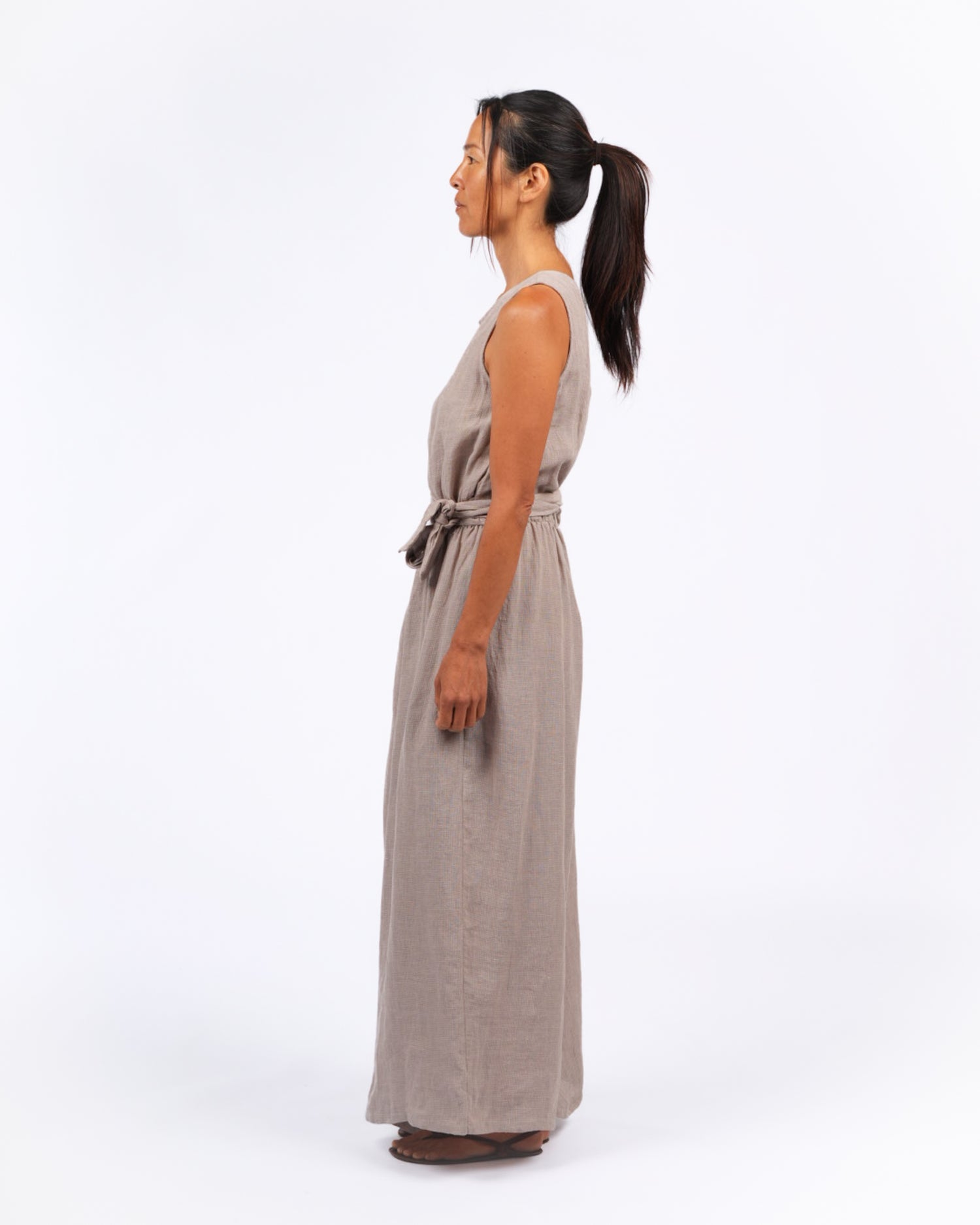 Montaigne Alba French Linen Tie-Waist Jumpsuit