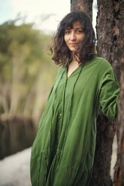 Montaigne Alice Corduroy Dress Forest Green