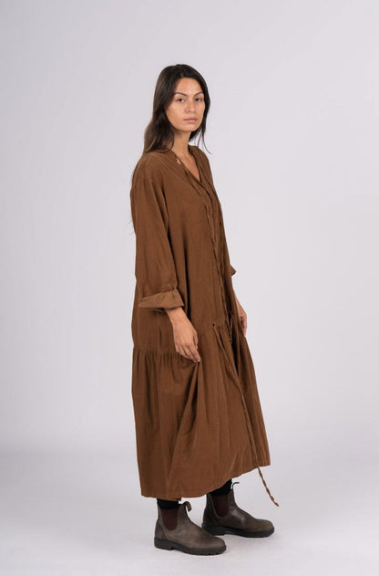 Montaigne Alice Corduroy Dress Tobacco