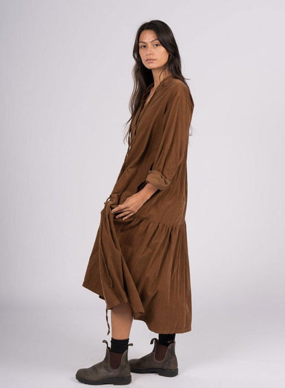 Montaigne Alice Corduroy Dress Tobacco1