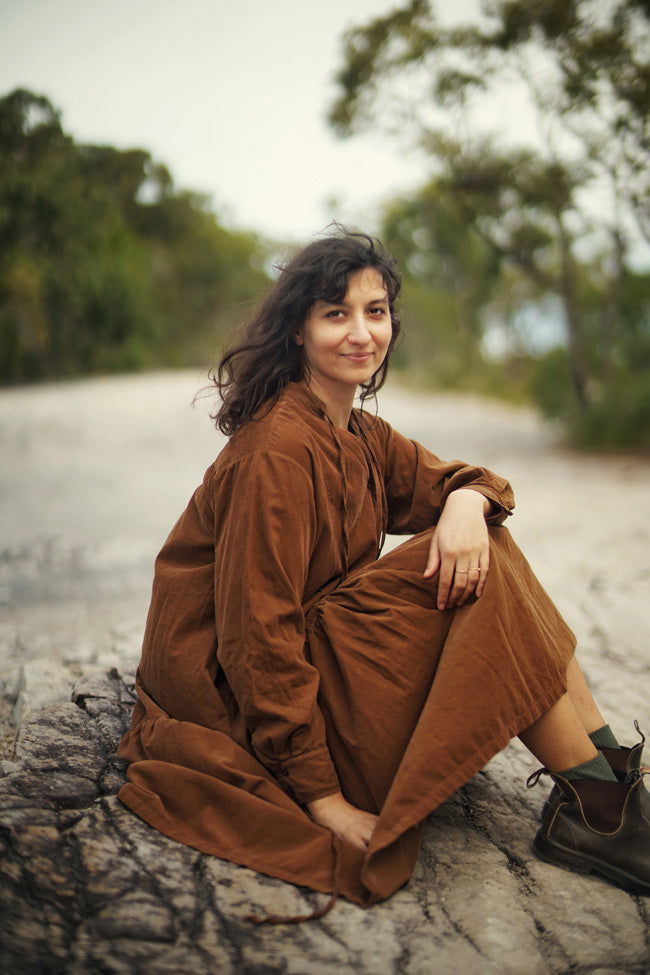 Montaigne Alice Corduroy Dress Tobacco3