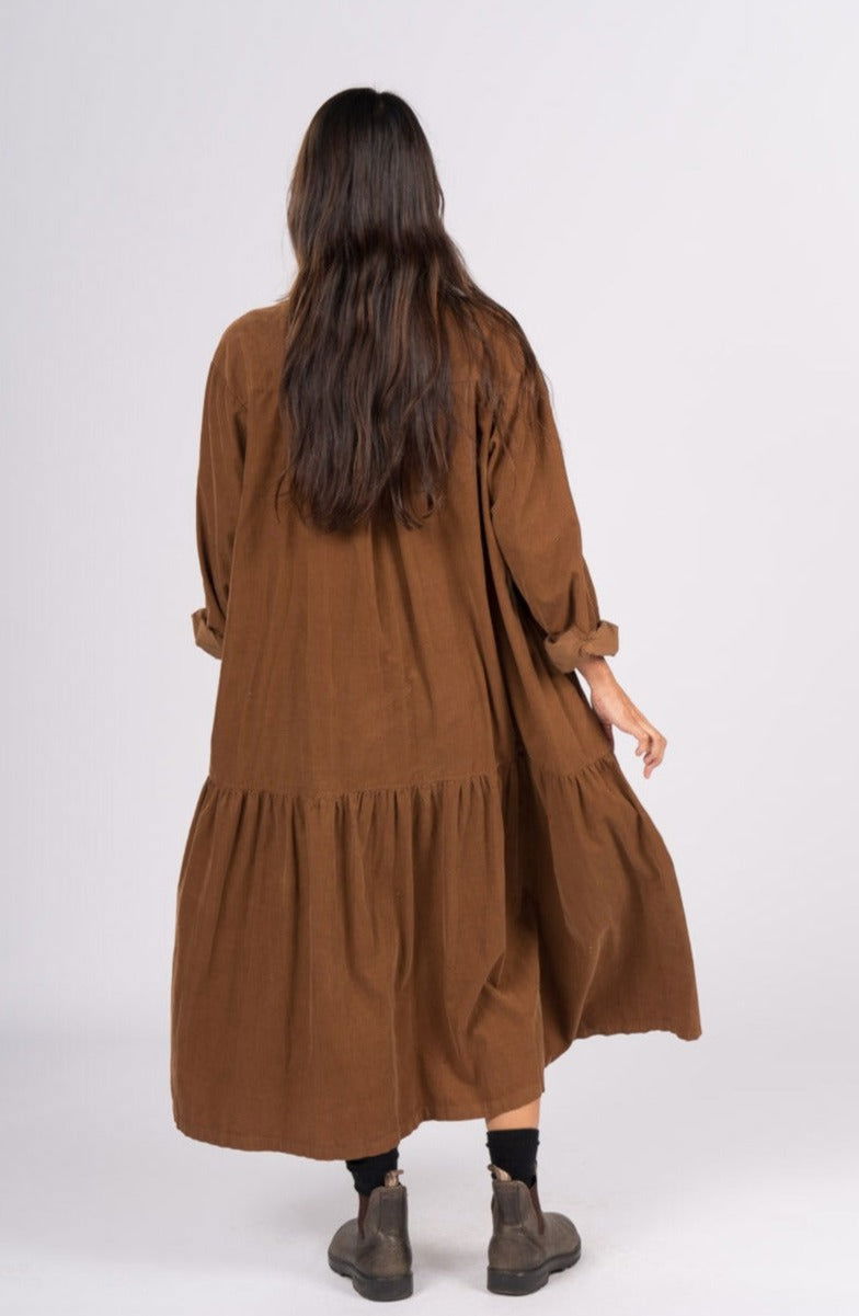 Montaigne Alice Corduroy Dress Tobacco4