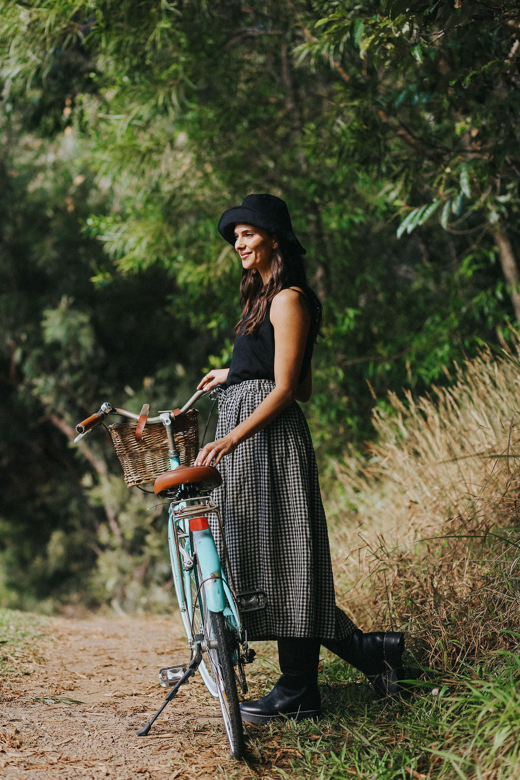 Montaigne Amélie Linen Skirt Black &amp; White Gingham2