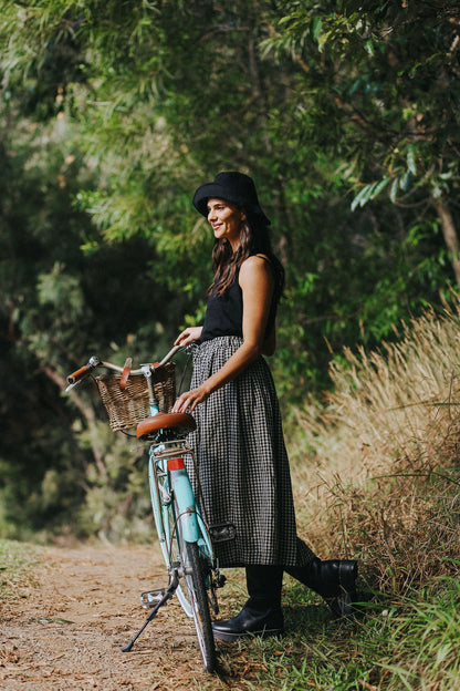 Montaigne Amélie Linen Skirt Black &amp; White Gingham2