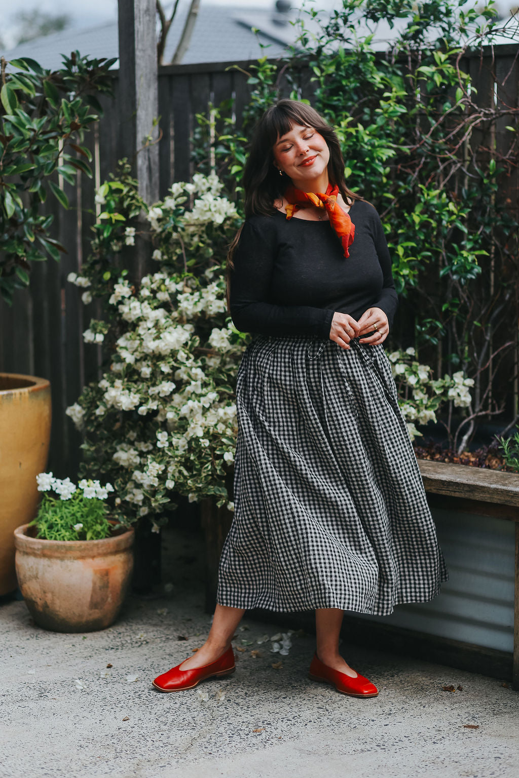 Montaigne Amélie Linen Skirt Black &amp; White Gingham3