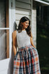 Montaigne Amélie Multi Check Linen Skirt with Belt1