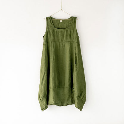 Montaigne Anaïs Linen Pinafore Dress Forest Green