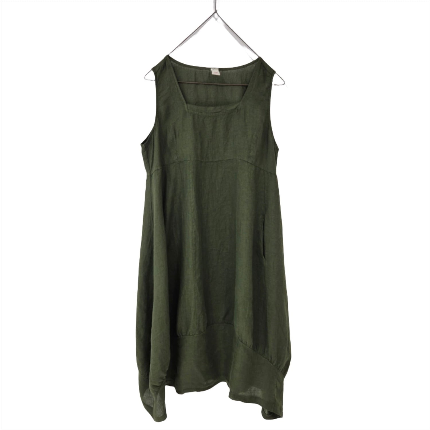 Montaigne Anaïs Linen Pinafore Dress Forest Green1