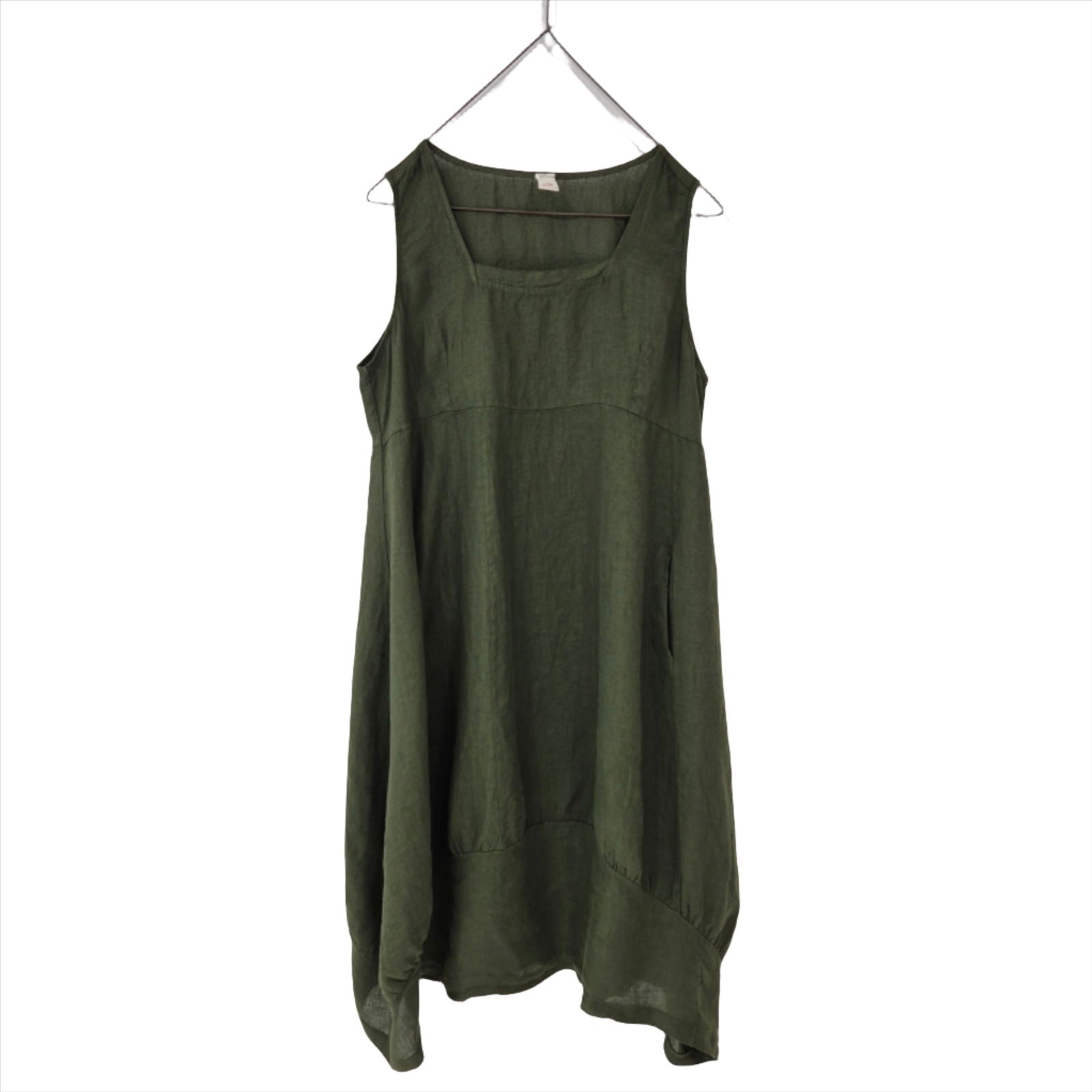 Montaigne Anaïs Linen Pinafore Dress Forest Green1