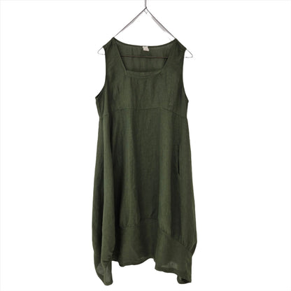 Montaigne Anaïs Linen Pinafore Dress Forest Green1