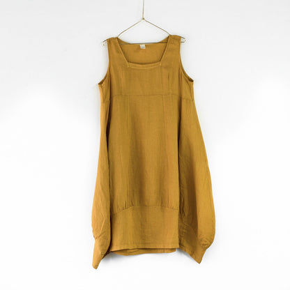 Montaigne Anaïs Linen Pinafore Dress Mustard