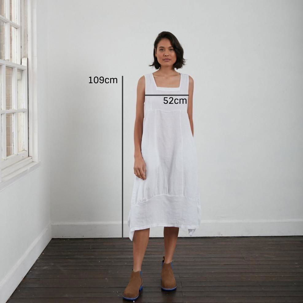 Montaigne Anaïs Linen Pinafore Dress White3