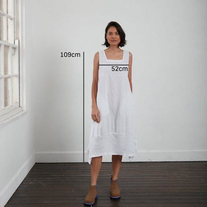 Montaigne Anaïs Linen Pinafore Dress White3