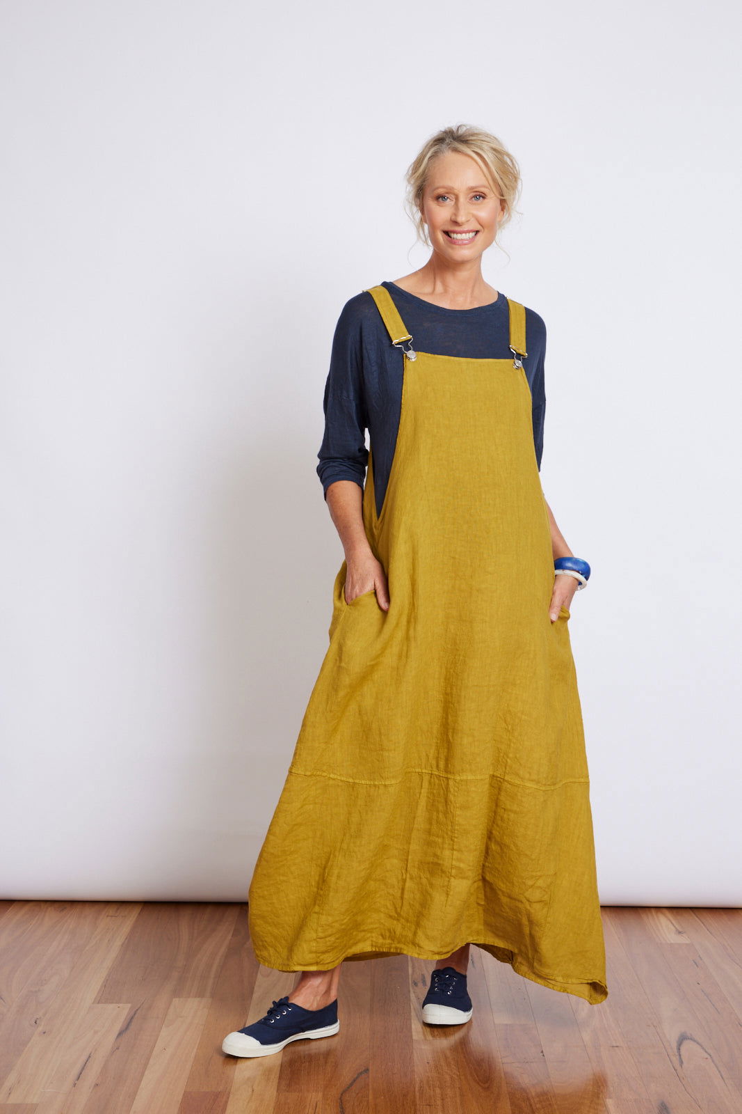 Montaigne Anouk Overall-Style Maxi Dress Mustard