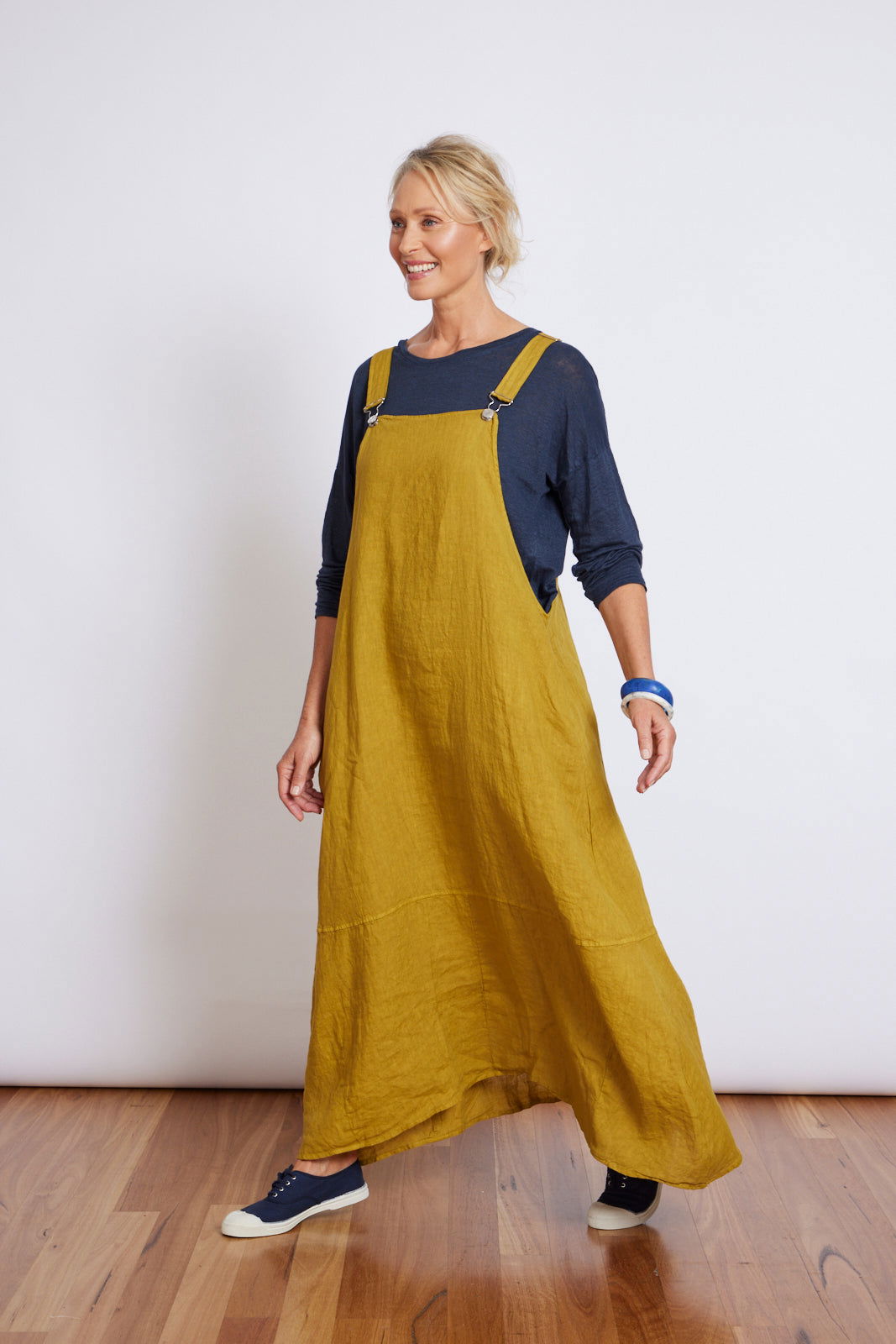 Montaigne Anouk Overall-Style Maxi Dress Mustard1