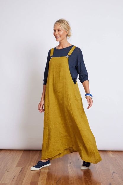 Montaigne Anouk Overall-Style Maxi Dress Mustard1