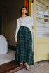 Montaigne Anya Linen Maxi Skirt Green & Black Plaid1