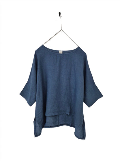 Montaigne Artiste Hi-Lo Linen Top Denim